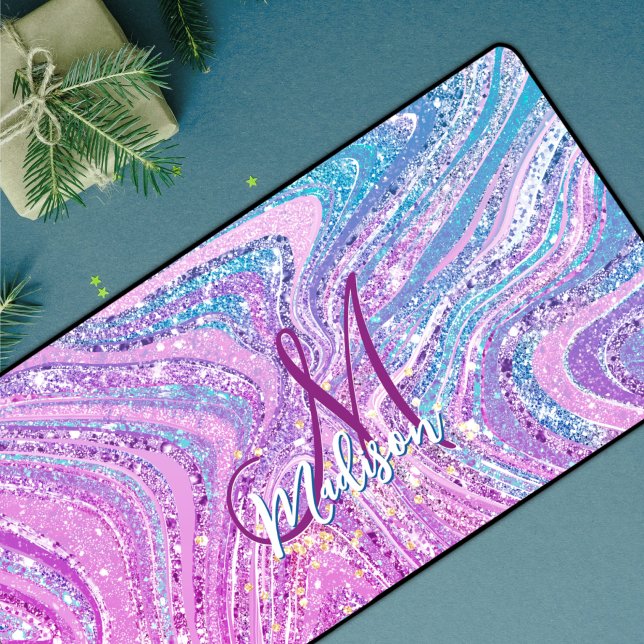 Sparkle Einicorn-Regenbogen, gürtelige Marmorkunst Schreibtischunterlage (Von Creator hochgeladen)