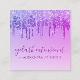Sparkle Eyelash-Erweiterungen für lila Glitzer Quadratische Visitenkarte