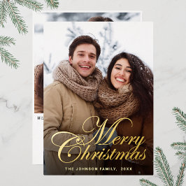 Sparkle Frohe Weihnachten 2 FOTO Gruß Gold Folien Feiertagskarte