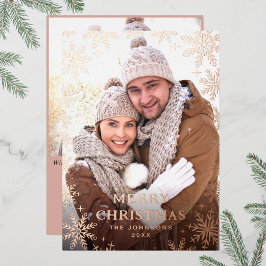 Sparkle Frohe Weihnachten 2 FOTO Gruß Rose Gold Folien Feiertagskarte