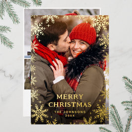 Sparkle Frohe Weihnachten 4 FOTO Gruß Gold Folien Feiertagskarte