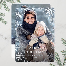 Sparkle Frohe Weihnachten 4 FOTO Gruß Silber Folien Feiertagskarte