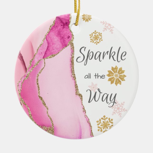 Sparkle ganz Way Geode Pink Gold Glitzer Keramik Ornament (Vorne)