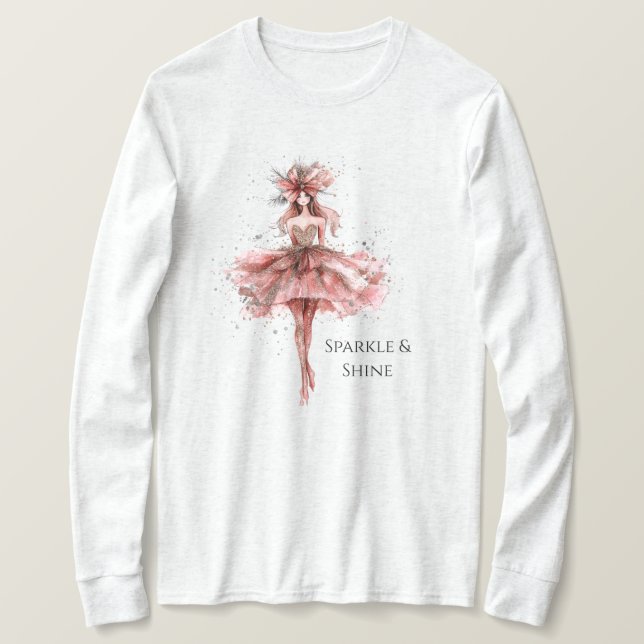 Sparkle Girl in Rosa Gold Dress T-Shirt (Design vorne)