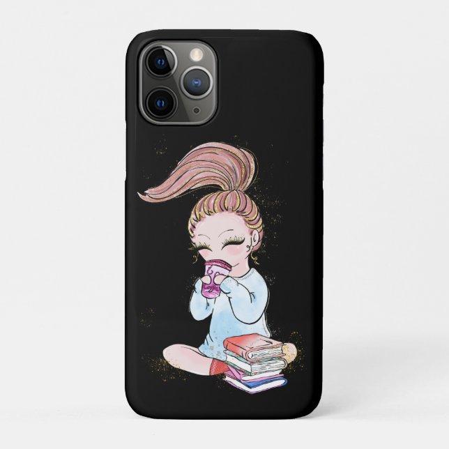 Sparkle Girly Coffee Books  Case-Mate iPhone Hülle (Rückseite)