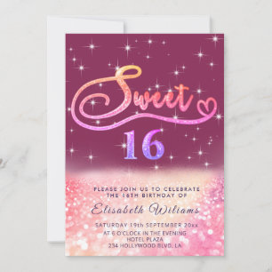 Sparkle Glam chic Glitzer script ombre Einladung
