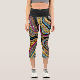Sparkle Glam Glitzer, gürtelgrau Capri Leggings