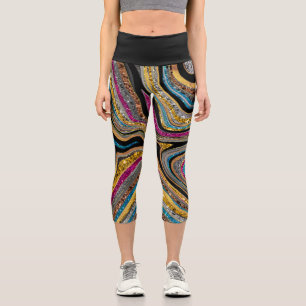 Sparkle Glam Glitzer, gürtelgrau Capri Leggings