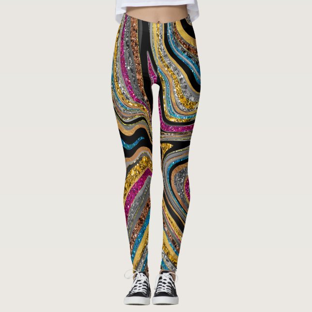 Sparkle Glam Glitzer, gürtelgrau Leggings (Vorderseite)