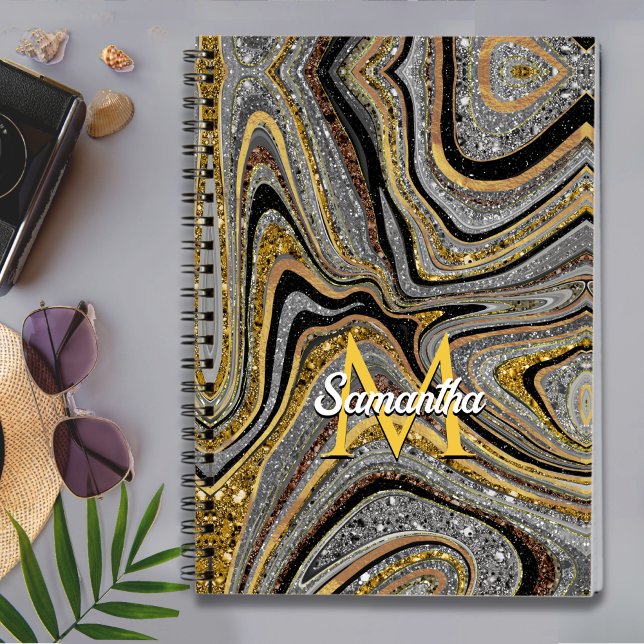 Sparkle Glam Glitzer, gürtelgraues Marmorgold Notizbuch (Von Creator hochgeladen)