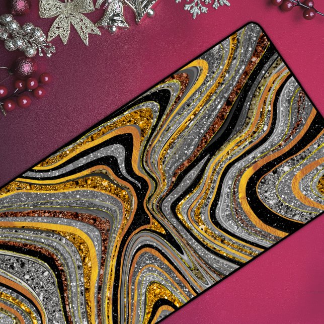 Sparkle Glam Glitzer, gürtelgraues Marmorgold Schreibtischunterlage (Von Creator hochgeladen)