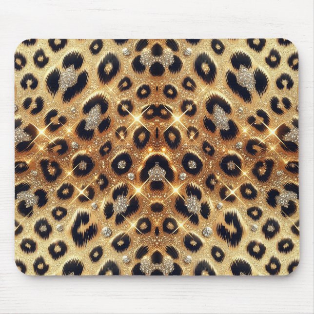 Sparkle Glam Gold Black Leopard Cheetah Print Mousepad (Vorne)