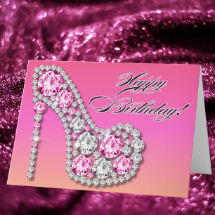 Sparkle Glam Stiletto Birthday Karte