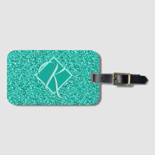 Sparkle Glam Turquoises Blauer Glitzer Mit Monogra Gepäckanhänger