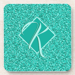 Sparkle Glam Turquoises Blauer Glitzer Mit Monogra Getränkeuntersetzer