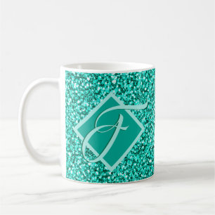 Sparkle Glam Turquoises Blauer Glitzer Mit Monogra Kaffeetasse