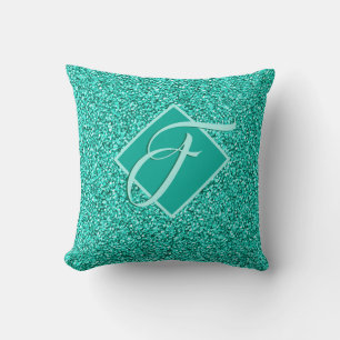 Sparkle Glam Turquoises Blauer Glitzer Mit Monogra Kissen