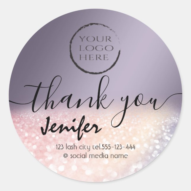Sparkle glittery Logo danke Runder Aufkleber (Vorderseite)