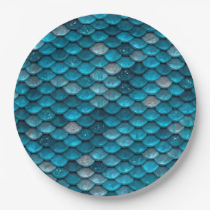 Sparkle Glitzer Blue Aquamarin Aqua Meerjungfrauen Pappteller