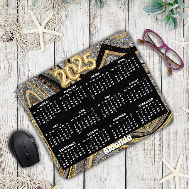 Sparkle Glitzer Girly Marmor Art Graugold 2025 Mousepad (Von Creator hochgeladen)