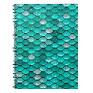 Sparkle Glitzer Green Aqua Mermaid Scales Notizblock
