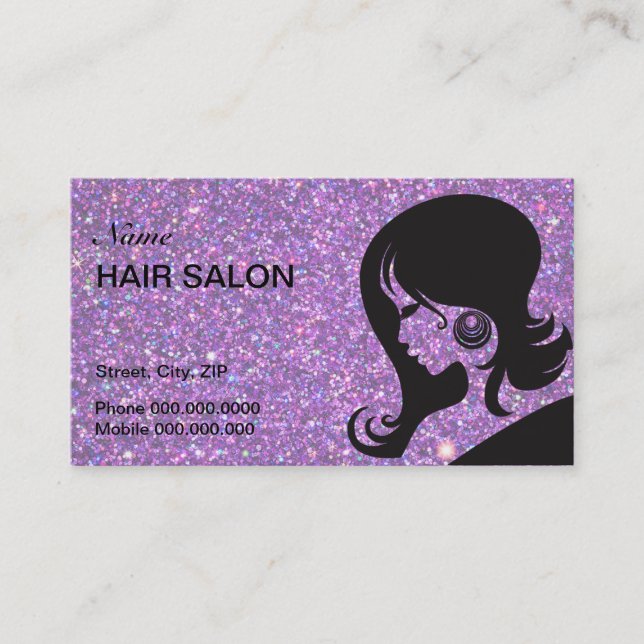 Sparkle & Glitzer Hair Salon Business Card Terminkarte (Vorderseite)