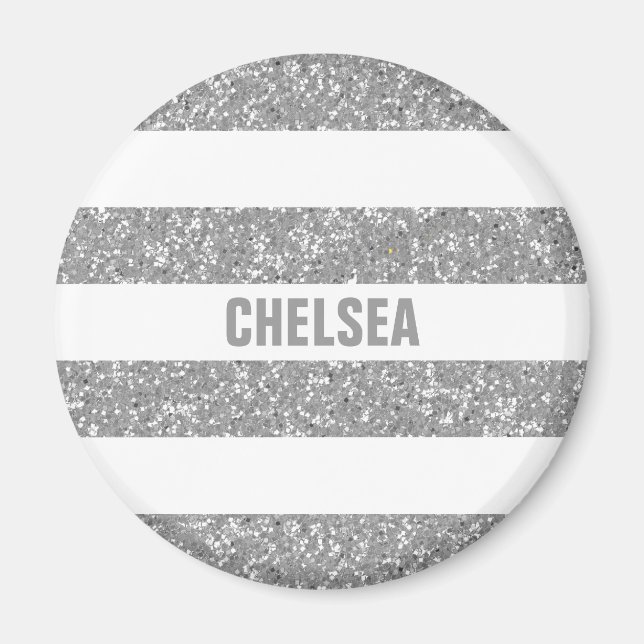 Sparkle Glitzer Look Stripes Magnet (Vorne)