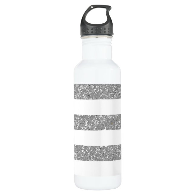 Sparkle Glitzer Look Stripes Trinkflasche (Vorderseite)