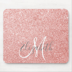 Sparkle Glitzer Rose Gold Personalisiert Monogramm Mousepad