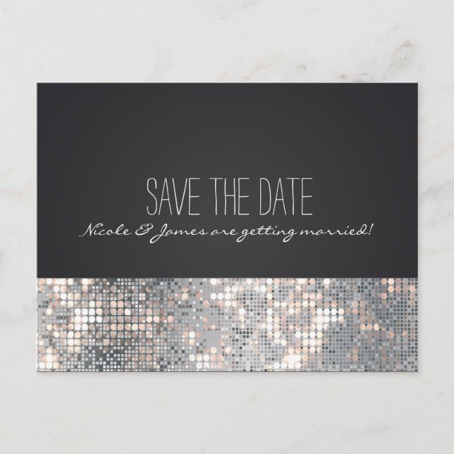 Sparkle Glitzer Sequins Glamour Black Postcard Ankündigungspostkarte (Vorderseite)