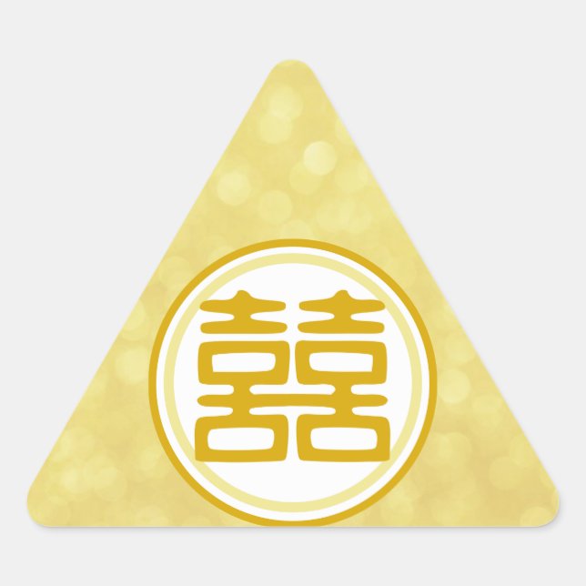 Sparkle Gold Doppeltes Glück - Runde Dreieckiger Aufkleber (Vorderseite)