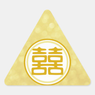 Sparkle Gold Doppeltes Glück - Runde Dreieckiger Aufkleber