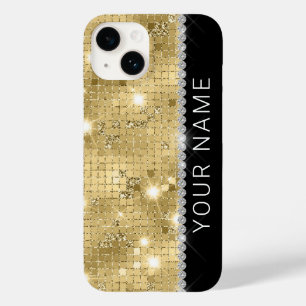 Sparkle Gold Glitzer Individuelle Name Case-Mate iPhone 14 Hülle