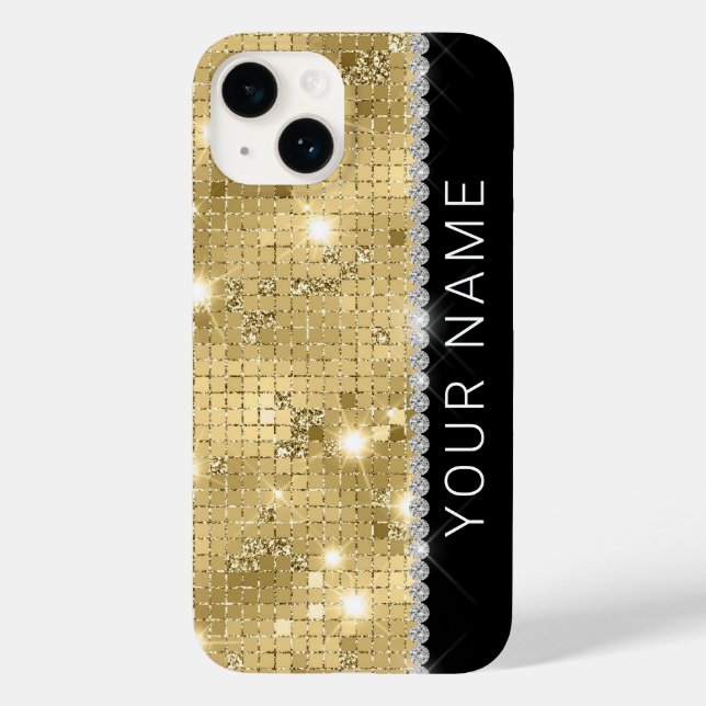 Sparkle Gold Glitzer Individuelle Name Case-Mate iPhone Hülle (Rückseite)