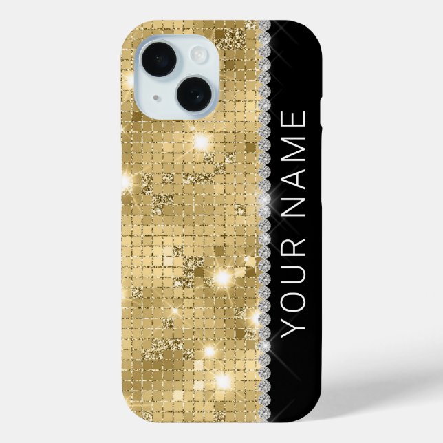 Sparkle Gold Glitzer Individuelle Name Case-Mate iPhone Hülle (Rückseite)