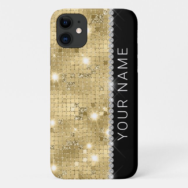 Sparkle Gold Glitzer Individuelle Name Case-Mate iPhone Hülle (Rückseite)
