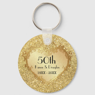 Sparkle Gold Heart 50. Hochzeitstag Schlüsselanhänger
