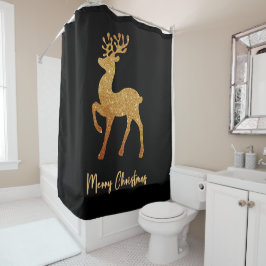 Sparkle Gold Rentier zu Weihnachten Duschvorhang
