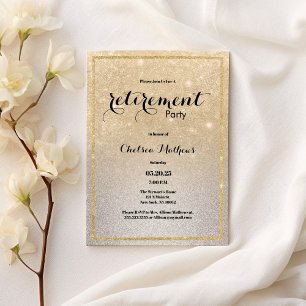 Sparkle Gold Silver Ombre Glitzer Retirement Party Einladung