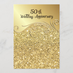 Sparkle Golden 50. Hochzeitstag Einladung