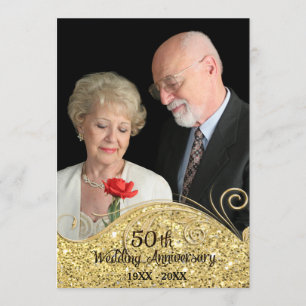 Sparkle Golden 50. Hochzeitstag Einladung