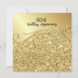Sparkle Golden 50. Hochzeitstag Einladung
