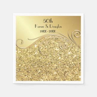 Sparkle Golden 50. Hochzeitstag Serviette