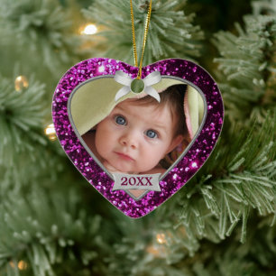 Sparkle Herz (rosa/silber) Foto Keramikornament