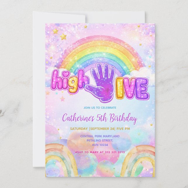 Sparkle High Five Birthday Party Invitation  Einladung (Vorderseite)