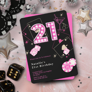 Sparkle Hot Pink Casino Einladung