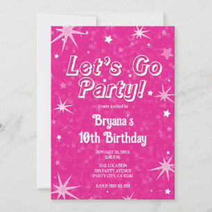 Sparkle Hot Pink Stars Zum Geburtstag Party gehen Einladung