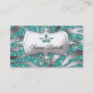 Sparkle Jewele Business Card Zebra Crown Aquamarin Visitenkarte