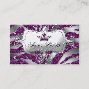 Sparkle Jewele Business Card Zebra Crown Lila Visitenkarte