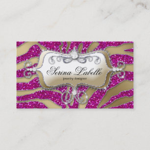 Sparkle Jewelier Business Card Zebra Gold Hot Pink Visitenkarte